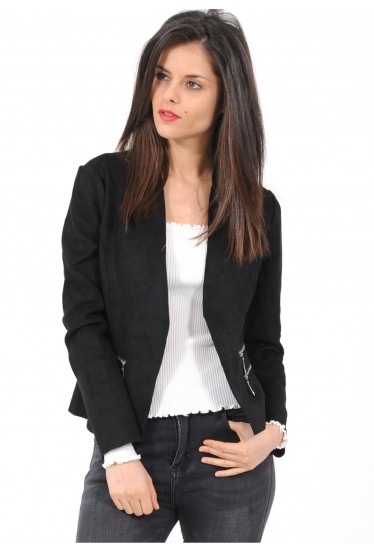 veste su dine noir double zips