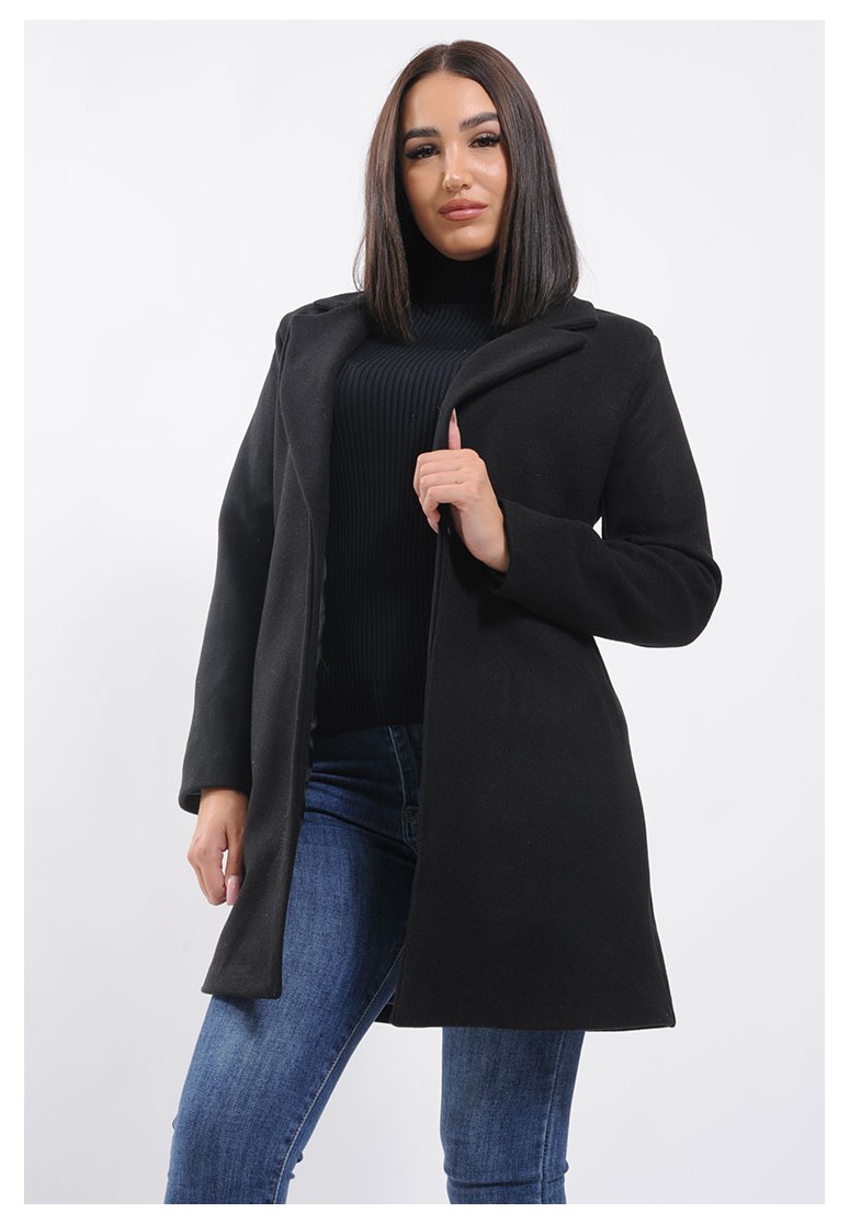 Manteau court ouvert noir pour femme