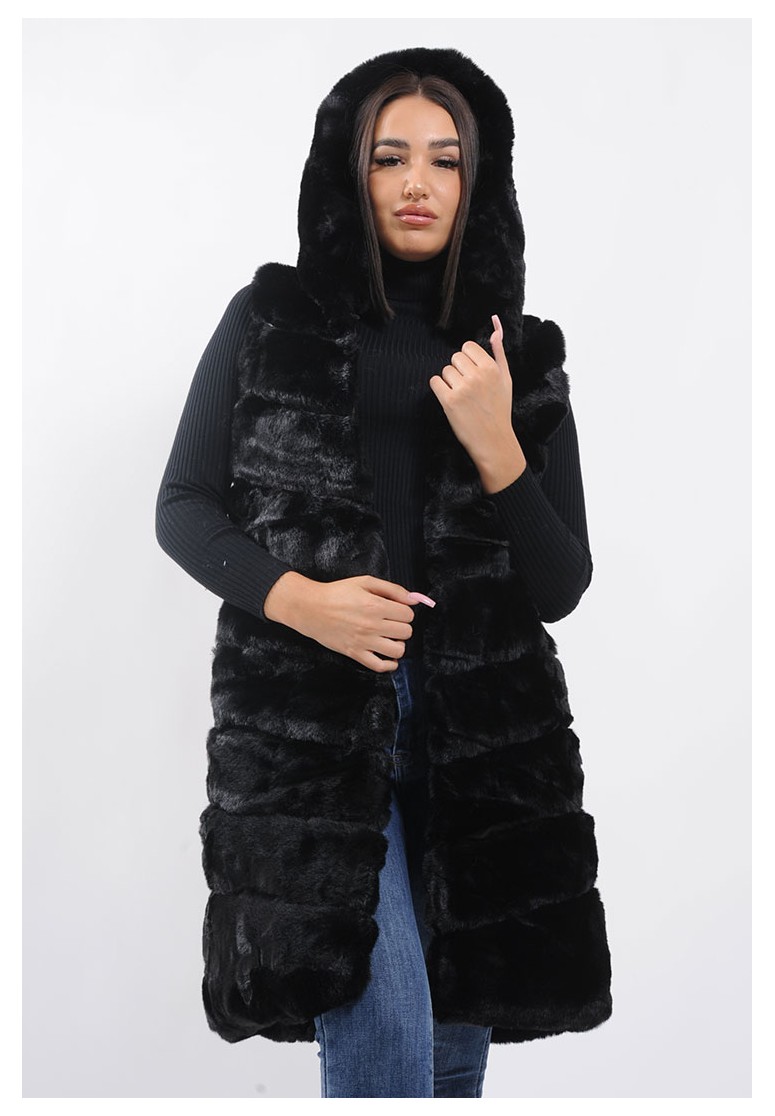 manteau long moumoute noir