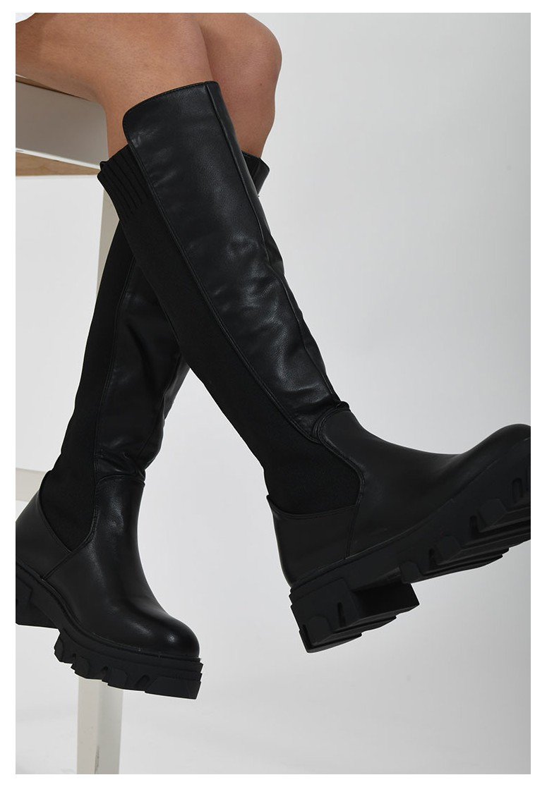 Bottines montantes noires a plateformes