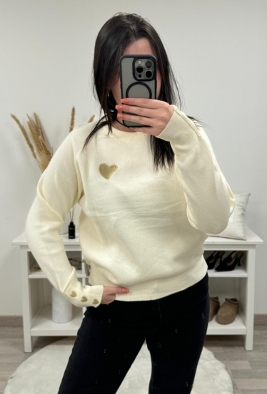 Pull blanc motif...