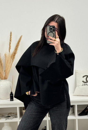 Poncho noir texturé
