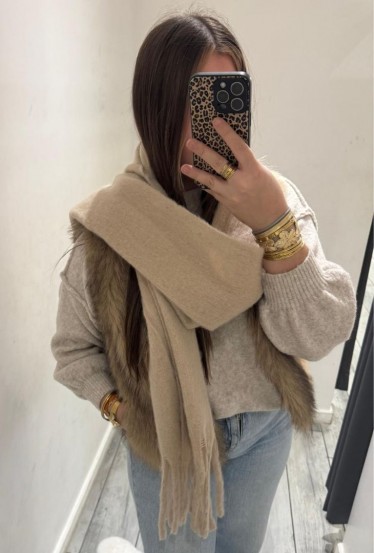 Echarpe beige à...